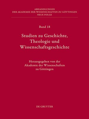 cover image of Studien zu Geschichte, Theologie und Wissenschaftsgeschichte